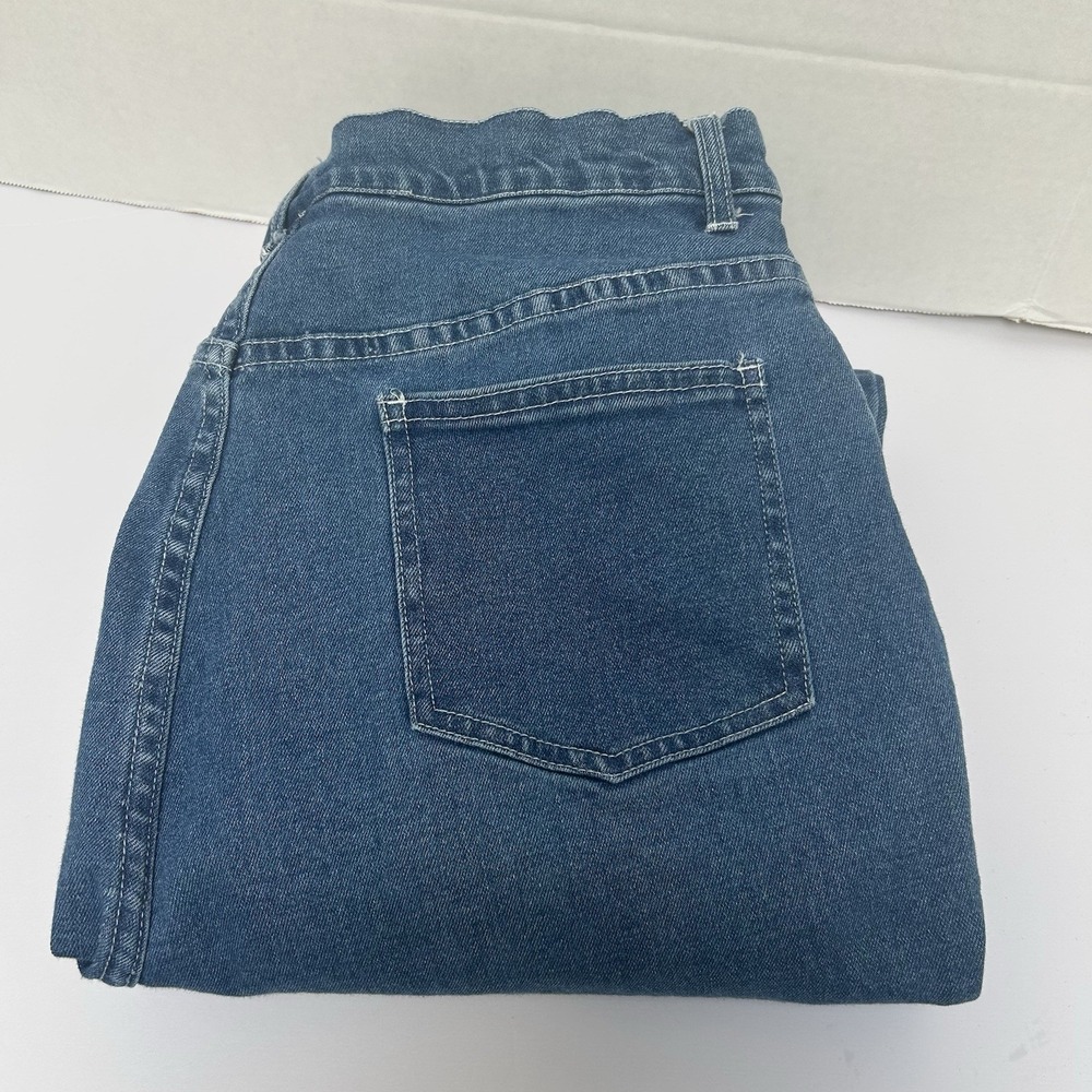 Quacker Factory Hi-Rise Denim Jeans Embrodiered Red Roses Leg & Pocket Size‎ 16